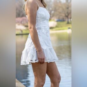 White Floral Mini Dress